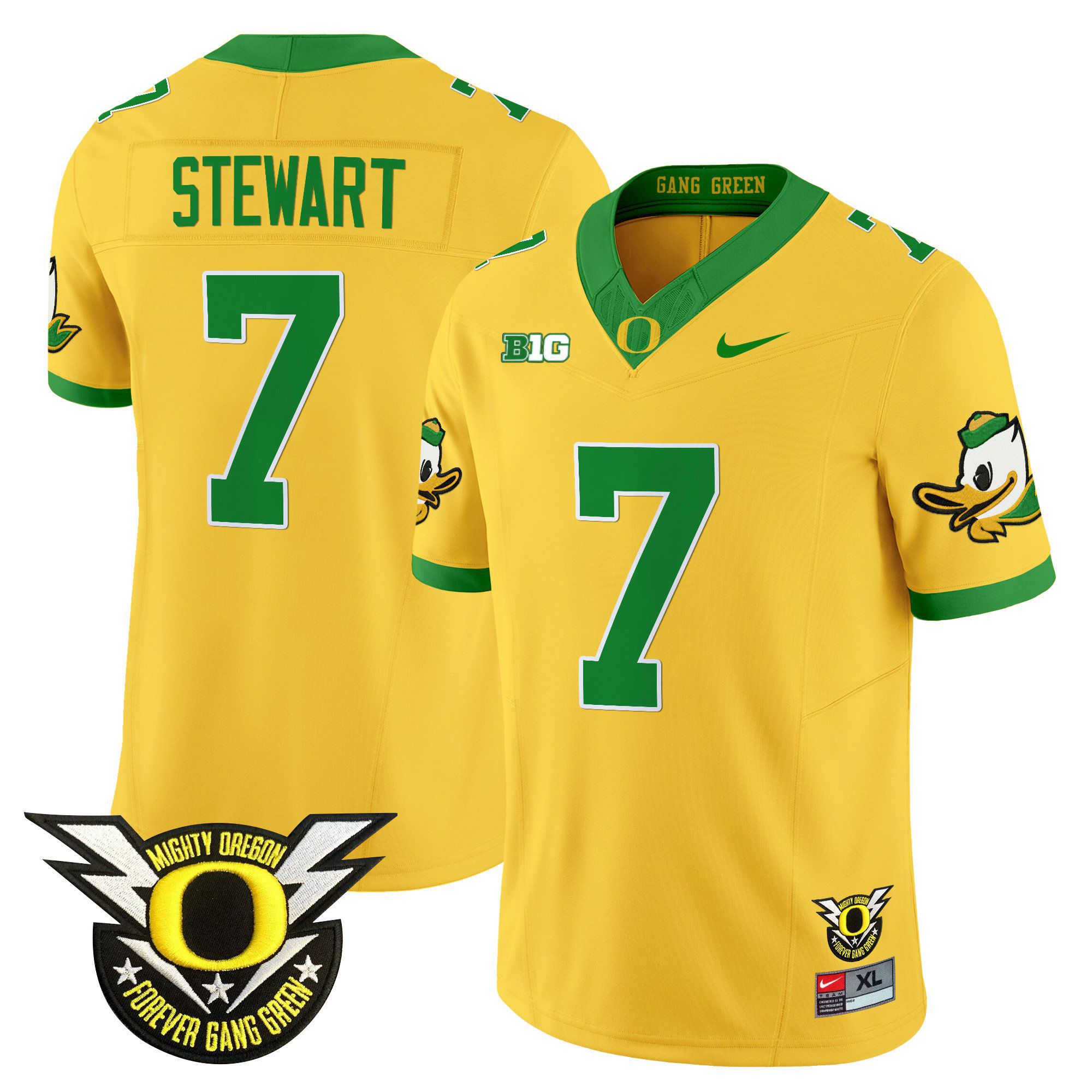 Men Oregon Ducks #7 Stewart Yellow 2024 Nike Forever Gang Green & BIG Patch Vapor Limited NCAA Jersey->indianapolis colts->NFL Jersey